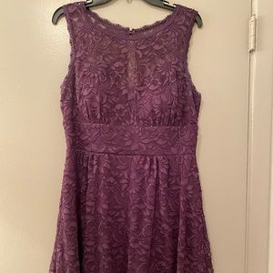 Dark purple lace dress, knee-length